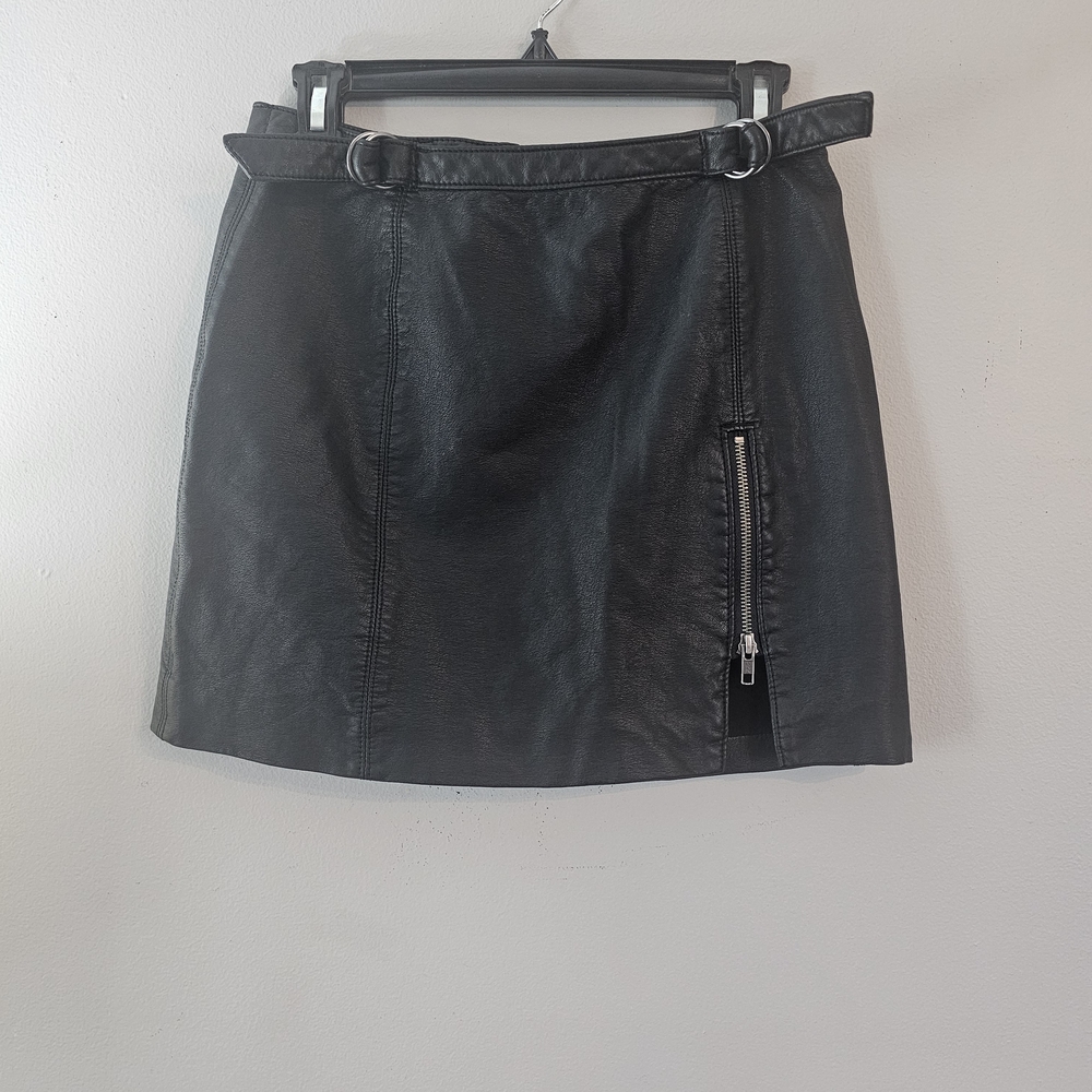 Free People Black Mini Skirt with Zipper Detail